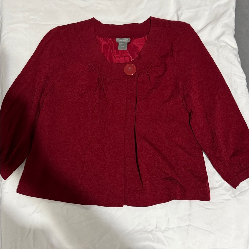 Ann Taylor Red Cardigan with Button